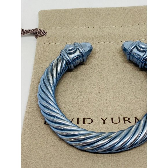 David Yurman Limited Edition Light Blue Aluminum Renaissance Bracelet 10mm 6.5” - Picture 6 of 12